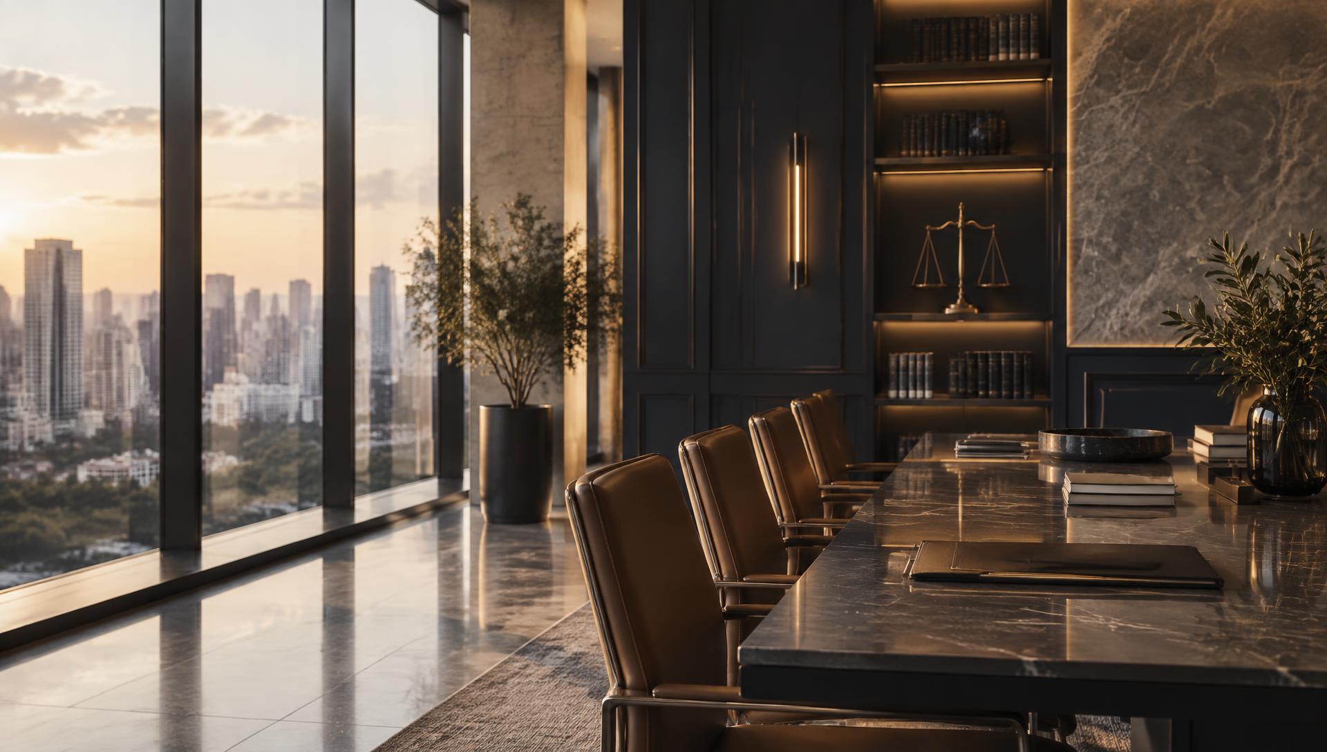 Escritório de advocacia contemporâneo com vista para São Paulo